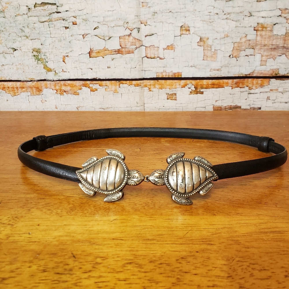 Chico's Leather Belt with Turtle Clasps